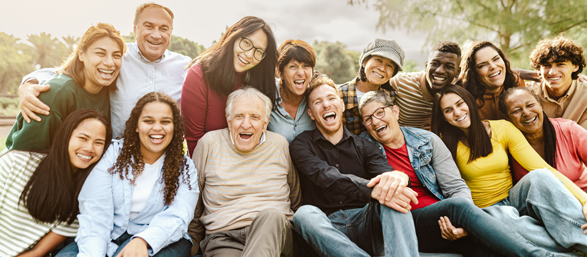 Happy multigenerational people having fun